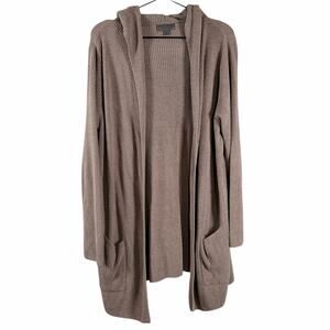 Barefoot Dreams Cozychic Ultra Lite Knit Cardigan Ribbed Hooded Lounge Size XL